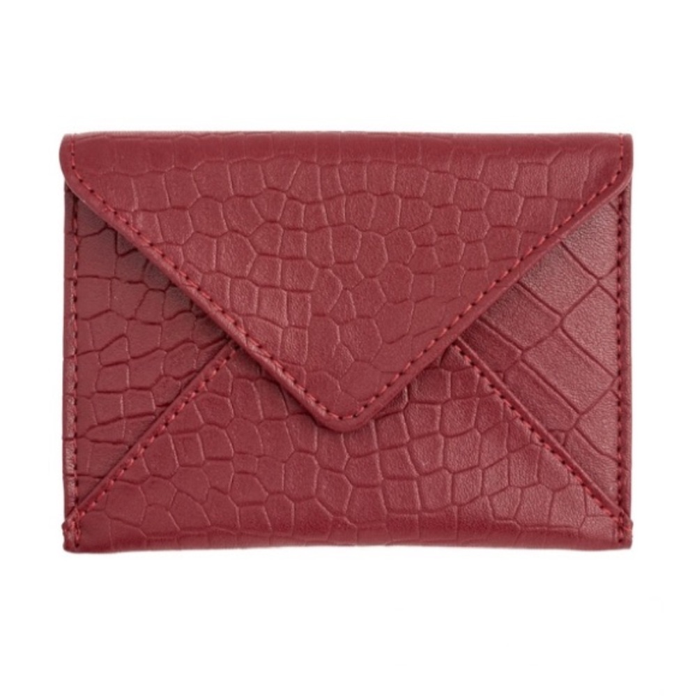 Rachel Miriam Genuine Leather Croc Embossed Card Case & Coin Purse